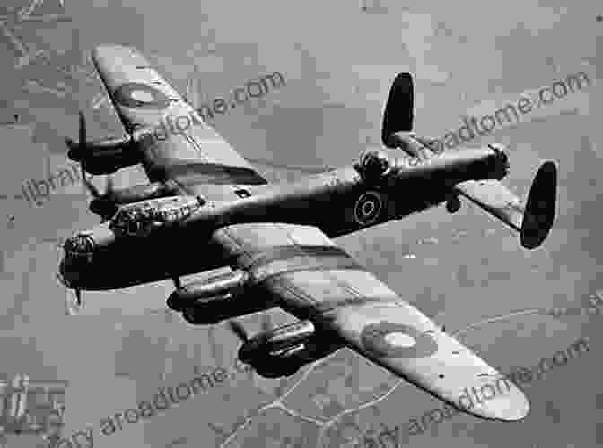 A Black And White Photo Of An RAF Lancaster Bomber Flying In The Air. The Lancaster Is Carrying A Large Bomb Under Its Fuselage. Veteran Lancs: A Photographic Record Of The 35 RAF Lancasters That Each Completed One Hundred Sorties (Images Of War)