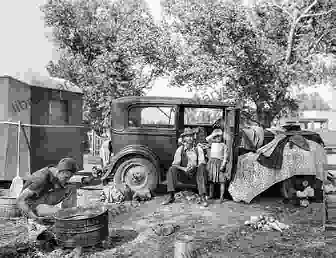 A Black And White Photograph By Dorothea Lange Of A Farmer And His Family Standing In Front Of Their Dust Bowl Ravaged Home. Dorothea Lange FSA Photographs Volume 3