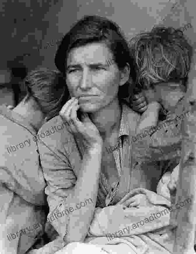 A Black And White Photograph By Dorothea Lange Of A Migrant Family Sitting On The Side Of The Road During The Depression Era. Dorothea Lange FSA Photographs Volume 3