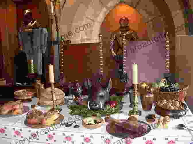 A Depiction Of A Medieval Feast, With A Table Laden With Elaborate Dishes And Guests Enjoying The Opulent Banquet Recipe As Archaeological Objects: Text And Food In The Early Modern World