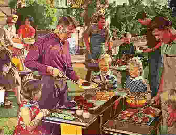 A Family Enjoying A Backyard Barbecue In A 1970s Suburb. The Golden Dream: Suburbia In The 1970s