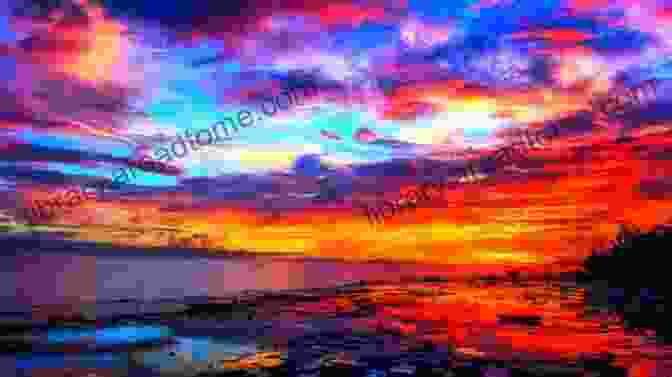 A Fiery Sunset Paints The Ocean And Sky In Vibrant Shades Of Orange, Pink, And Purple. Sunsets Sunrises And Landscapes: Vol 8