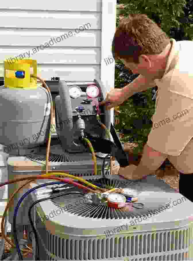 A Person Checking The Refrigerant Levels Of An Air Conditioner AIR CONDITIONER MAINTENANCE: Step By Step Guide To Air Conditioner Maintenance