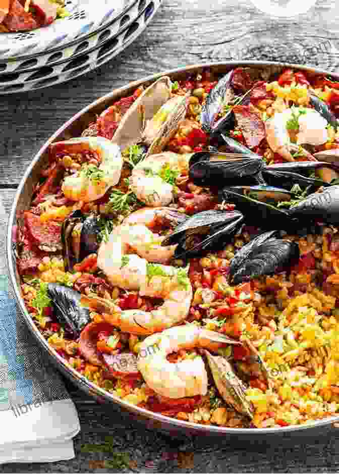 A Sizzling Plate Of Paella, A Traditional Spanish Rice Dish Top 222 Yummy European Recipes: A Must Have Yummy European Cookbook For Everyone