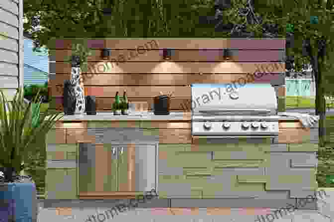 A Stylish Outdoor Kitchen With A Sleek Grill, Ample Counter Space, And Cozy Seating. EHow Perk Up Your Patio: Money Saving Do It Yourself Projects For Improving Outdoor Living Space (Black Decker Complete Guide)