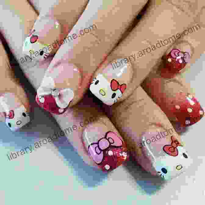 Beautiful Hello Kitty Ombre Nail Art With Subtle Shades Of Pink And Gold Hello Kitty Nail Art