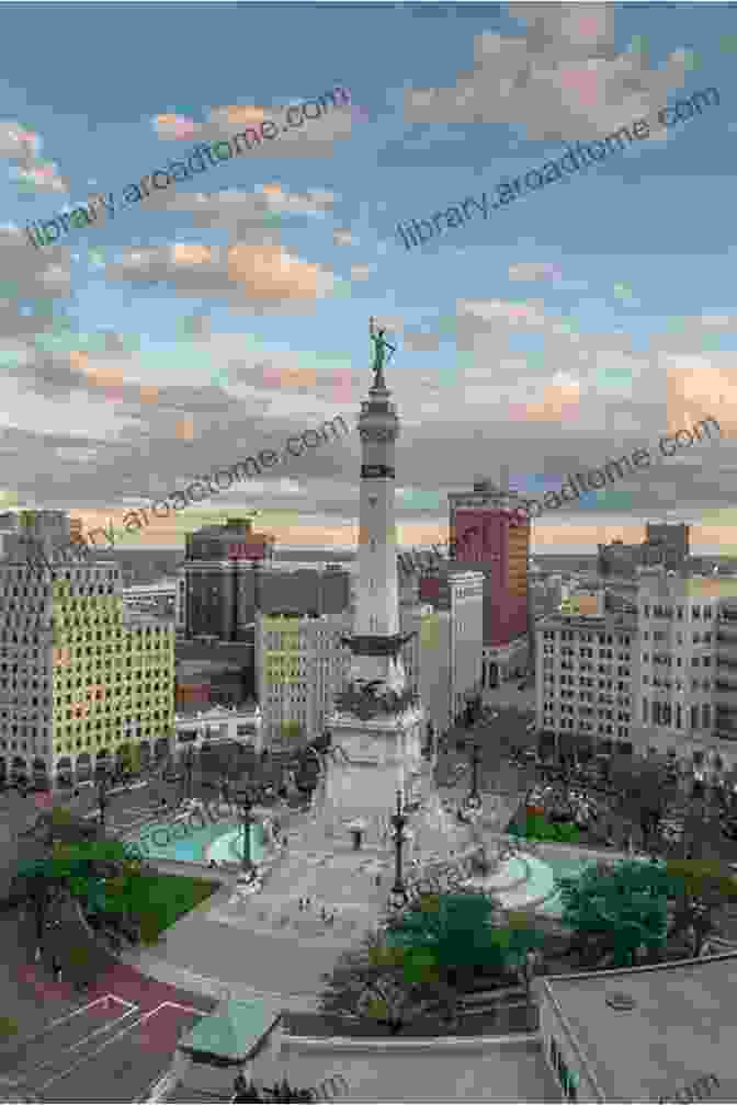 Close Up View Of The Indiana State Soldiers And Sailors Monument In Monument Circle Indianapolis: The Circle City