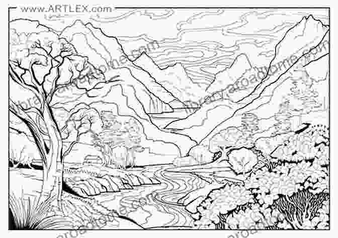 Colouring Page Depicting A Serene Landscape My Artwork Colouring