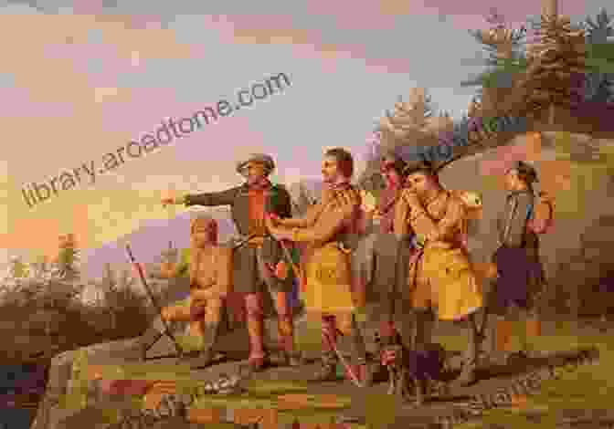 Daniel Boone Leading A Band Of Pioneers Through A Rugged Mountain Pass. Daniel Boone (Illustrated)