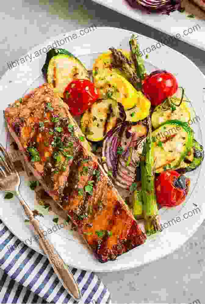 Mouthwatering Image Of A Grilled Salmon Dish With Roasted Vegetables, Illustrating The Atkins Diet Principles. The Basic Concepts Of Atkins Diet Plan Book: Discovering How Atkins Diet Recipes: The Illustrated Atkins New Diet Cookbook