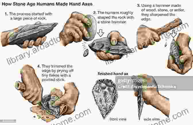 Two Warriors Engaged In A Stone Age Battle, Wielding Flint Axes And Spears The Illustrated Encyclopedia Of Weaponry: From Flint Axes To Automatic Weapons